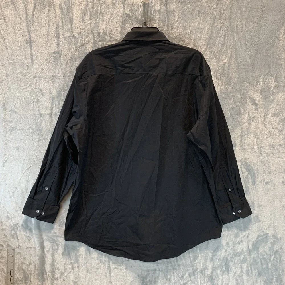 Alfani Men's Button Up‎ Shirt L Black Regular Fit Tech Performance 32/33